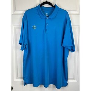 Walmart Men's Polo Shirt Blue Yellow Spark Logo Short Sleeve - Size 2x